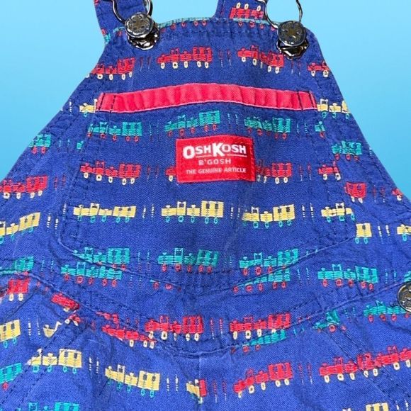 Vintage Toddler 80s Oshkosh B'Gosh Vestbak Train Overalls Size 2T - Picture 2 of 5